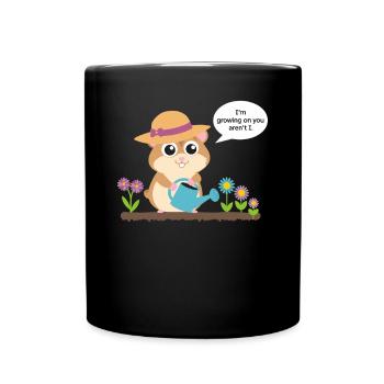 Wachsender Hamster Mit Gießkanne Im Garten - Tasse einfarbig - Schwarz - Vorne