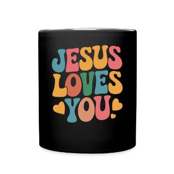 Jésus t’aime en disant chrétien - Mug uni - noir - Devant
