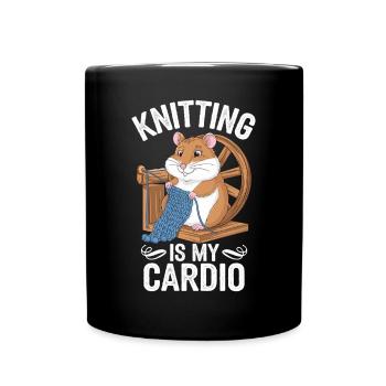 Knitting is my cardio hamster motif - Full Colour Mug - black - Front
