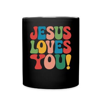 Jésus t’aime en disant chrétien - Mug uni - noir - Devant