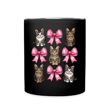 Coquette Bow Tabby Katze Mom Ribbon Muttertag - Tasse einfarbig - Schwarz - Vorne