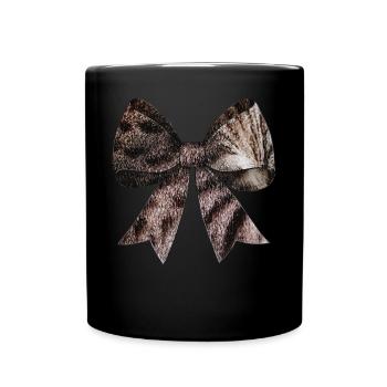 Coquette Bow Tabby Cat Gray Fur Gray - Full Colour Mug - black - Front