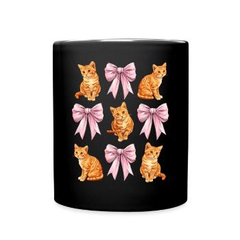 Coquette Schleife Orange Katze Tabby Katze - Tasse einfarbig - Schwarz - Vorne