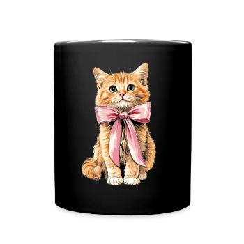 Coquette Schleife Orange Katze Tabby Katze - Tasse einfarbig - Schwarz - Vorne