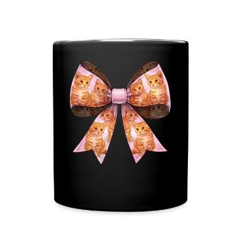 Coquette Bow Orange Katze Tabby Katze Muster - Tasse einfarbig - Schwarz - Vorne