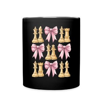Coquette Bow Chess Player Mothers Day Chess Piece - Full Colour Mug - black - Front
