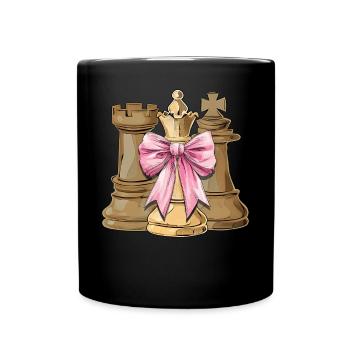 Coquette Bow Chess Player Mothers Day Chess Piece - Full Colour Mug - black - Front