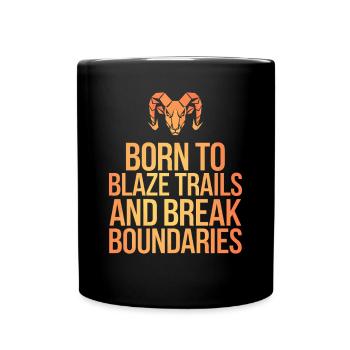 Aries Zodiac Sign: Born to Push Boundaries - Full Colour Mug - black - Front