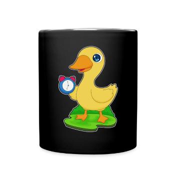 Ente Wecker - Tasse einfarbig - Schwarz - Vorne