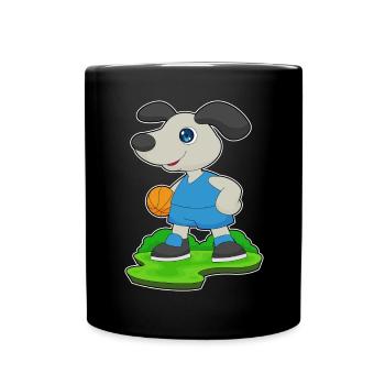 Dog Basketball Player Basketball - Full Colour Mug - black - Front