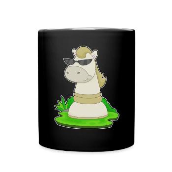 Schachfigur Springer Schach - Tasse einfarbig - Schwarz - Vorne