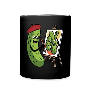 Gewürzgurke Essiggurke - Tasse einfarbig - Schwarz - Vorne