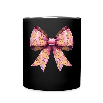 Coquette Bogen Saranghae Kpop Finger Herz Rosa - Tasse einfarbig - Schwarz - Vorne