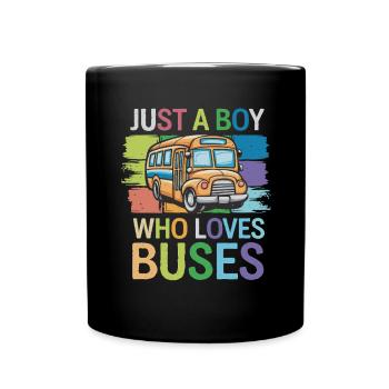 Just a Boy Who Loves Buses - Colorful - Full Colour Mug - black - Front