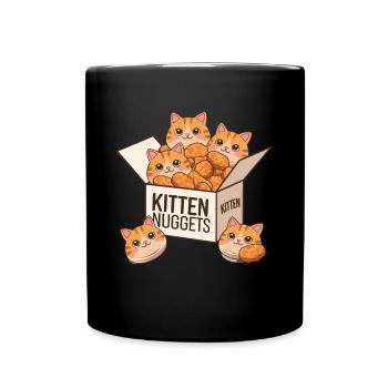 Kitten Nuggets Cat Pun Funny Cats - Full Colour Mug - black - Front