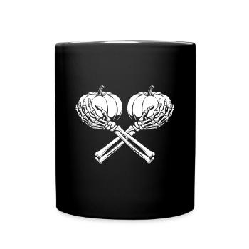Pumpkin and Skeleton Hands for Halloween Party - Full Colour Mug - black - Front
