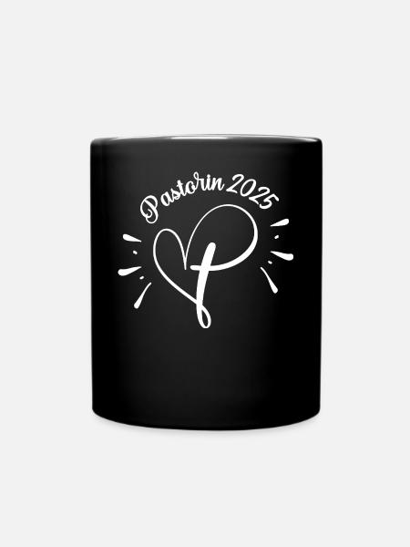 Pastorin Herz Christentum Kirche Frau Pastor 2025 - Tasse einfarbig - Schwarz