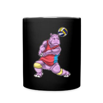 hippopotamus volleyball player volleyball - Full Colour Mug - black - Front