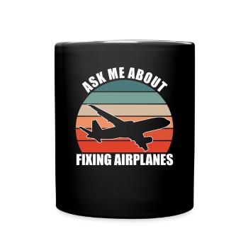 Aircraft Mechanic Fixing - Full Colour Mug - black - Front