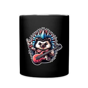 Igel Rock and Roll Gitarrist - Tasse einfarbig - Schwarz - Vorne
