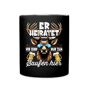 Junggesellenabschied Männer T-Shirt JGA Poltern - Tasse einfarbig - Schwarz - Vorne