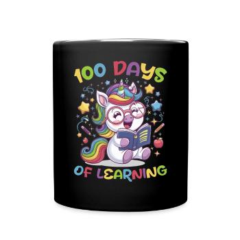Cute Unicorn Rainbow 100 Days of School - Tasse einfarbig - Schwarz - Vorne