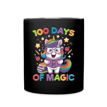 Cute Unicorn Rainbow 100 Days of School - Tasse einfarbig - Schwarz - Vorne