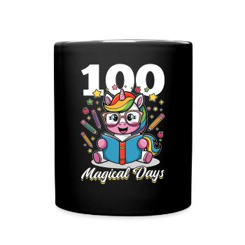 Cute Unicorn Rainbow 100 Days of School - Tasse einfarbig - Schwarz - Vorne