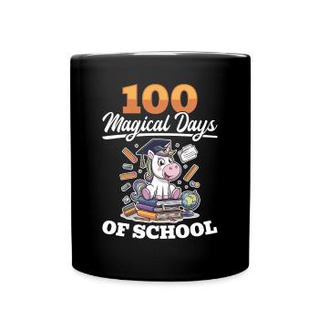 Cute Unicorn Rainbow 100 Days of School - Tasse einfarbig - Schwarz - Vorne