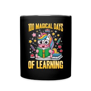 Cute Unicorn Rainbow 100 Days of School - Tasse einfarbig - Schwarz - Vorne
