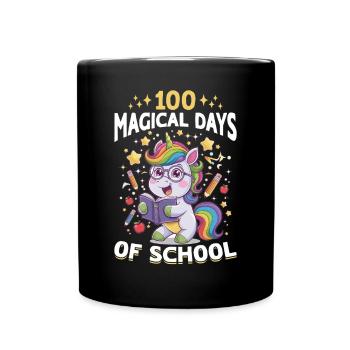 Cute Unicorn Rainbow 100 Days of School - Tasse einfarbig - Schwarz - Vorne
