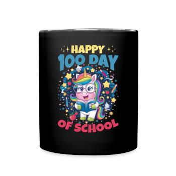 Cute Unicorn Rainbow 100 Days of School - Tasse einfarbig - Schwarz - Vorne