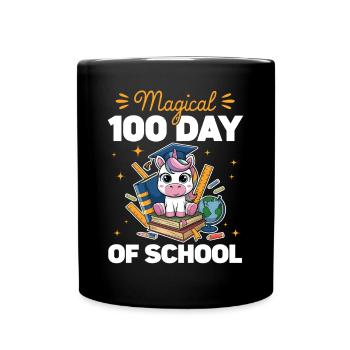 Cute Unicorn Rainbow 100 Days of School - Tasse einfarbig - Schwarz - Vorne