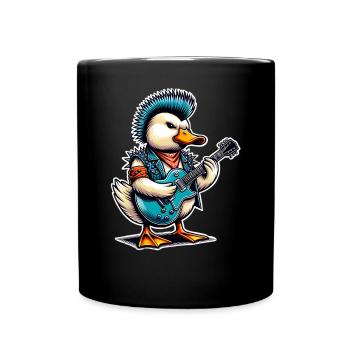 Ente Rock and Roll Gitarrist - Tasse einfarbig - Schwarz - Vorne