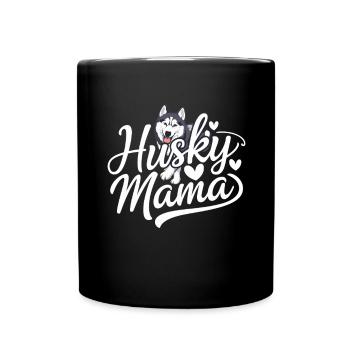 Husky Mama - Liebevoller Begleiter Für Husky - Tasse einfarbig - Schwarz - Vorne