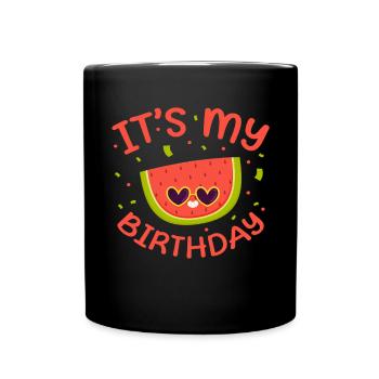 Watermelon Melon Summer Fruit Vegan Gift - Full Colour Mug - black - Front