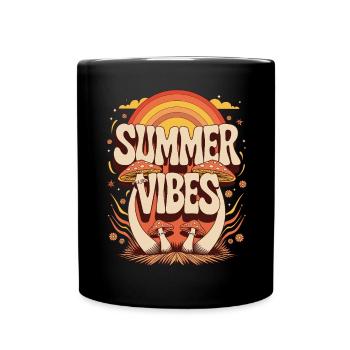 Summer Vibes Retro Mushroom Hippie Festival Summer - Full Colour Mug - black - Front