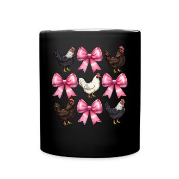 Coquette Bow Hühnerfarm Bauernhof Rosa Mothers Day - Tasse einfarbig - Schwarz - Vorne