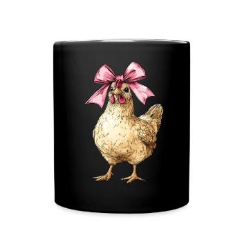 Coquette Bow Chicken Farm Ferme Rosa Fête des Mères - Mug uni - noir - Devant