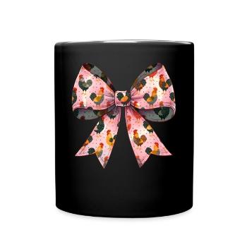 Coquette Bow Poulet Motif Fermier Fermier - Mug uni - noir - Devant
