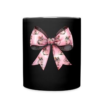 Coquette noeud chinchilla motif fête des mères rose - Mug uni - noir - Devant