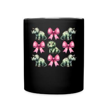 Coquette Bow Triceratops Dinosaur Pink - Full Colour Mug - black - Front