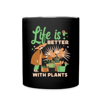 Plant Lover Gardening Life Is - Full Colour Mug - black - Front