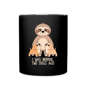 J’étais normal devant deux chiens - Drôle de paresseux - Mug uni - noir - Devant