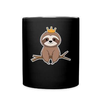 Royal Sloth on Branch with Crown - Full Colour Mug - black - Front