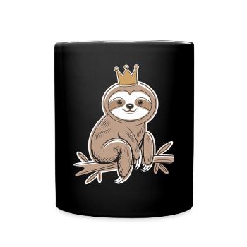 Royal sloth on the branch with crown - Full Colour Mug - black - Front