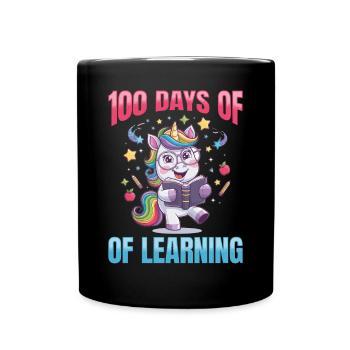 Cute Unicorn Rainbow 100 Days of School - Tasse einfarbig - Schwarz - Vorne