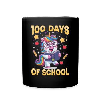 Cute Unicorn Rainbow 100 Days of School - Tasse einfarbig - Schwarz - Vorne