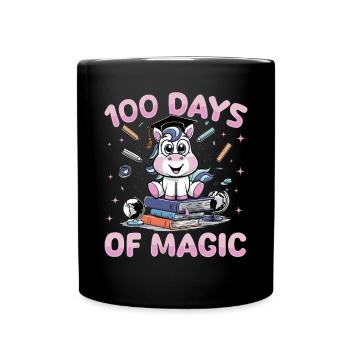 Cute Unicorn Rainbow 100 Days of School - Tasse einfarbig - Schwarz - Vorne