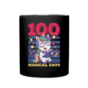 Cute Unicorn Rainbow 100 Days of School - Tasse einfarbig - Schwarz - Vorne